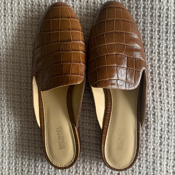 Michael Kors Crocodile Embossed Leather Mules - Picture 1 of 9